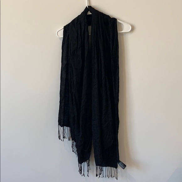 Basic Black Scarf with tassels - Picture 1 of 3